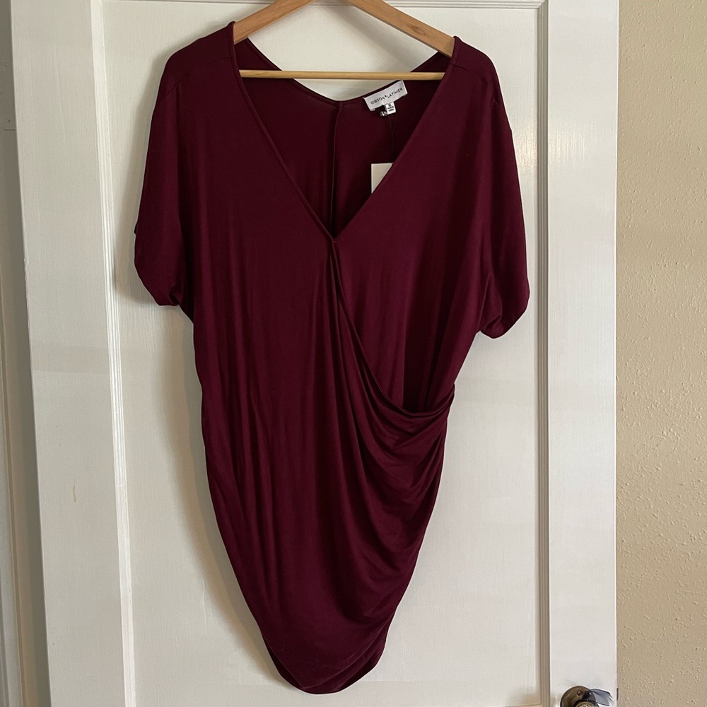 Gibson Latimer Ladies V neck shirt Maroon Size XL